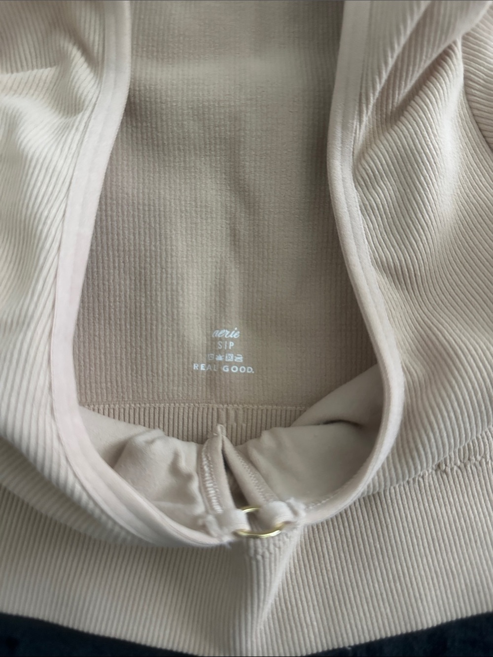 NWOT aerie Cream Ribbed Scoop-Neck Crop Top - Picture 2 of 3